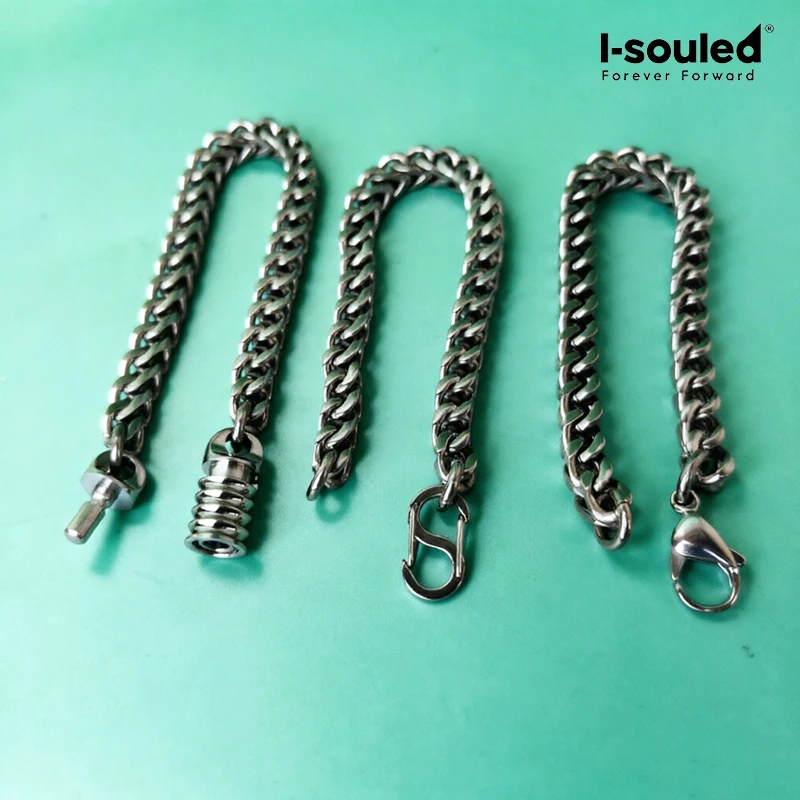 7.0mm Pure Titanium Polished Double Chain Bracelet, Fashion Trend