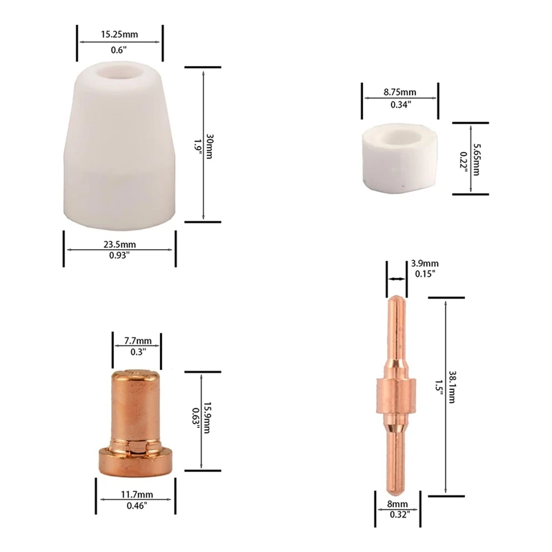 DT16 PT-31 Extended Air Plasma Cutting Nozzle Electrode Consumables 148 Pieces Fits for CUT-40 CUT-50D CT-312 Torch