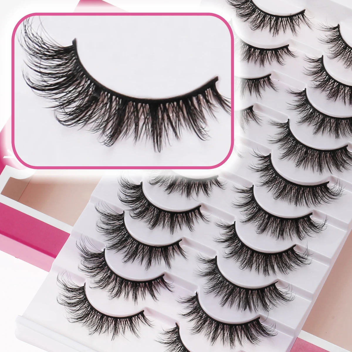 Xuanfeiwu Full Strip Fluffy Cosplay Thick Anime Eyelashes with Elongated Outer Corners, Natural Realistic Strip False Eyelashes, Natural Makeup Tools, Cat Eye Fox Eye Eyelashes