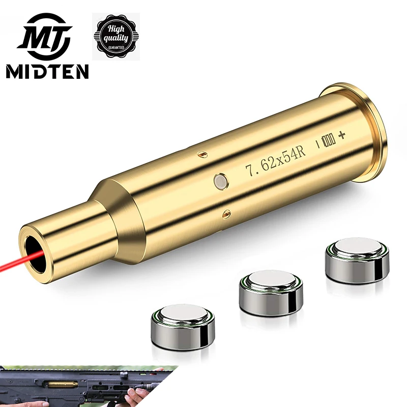 MidTen Bore Sight Laser 7.62x54R Red Dot Boresighter with Extra Batteries Tactical Rifle Scope