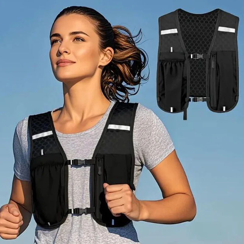 Biking Running Storage Vest/ Backpack Lightweight Running/ Vest Reflective Hydration/ Water Chest Pack Phone Storage Pocket 2027