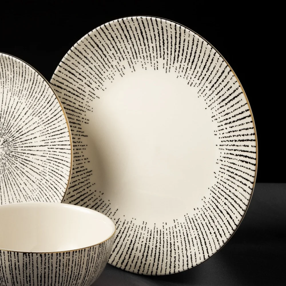 طبق عشاء من الخزف الحجري، نمط فريد من نوعه، طبق تقديم دائري من السيراميك، آمن للاستخدام اليومي، تجمعات خاصة #5