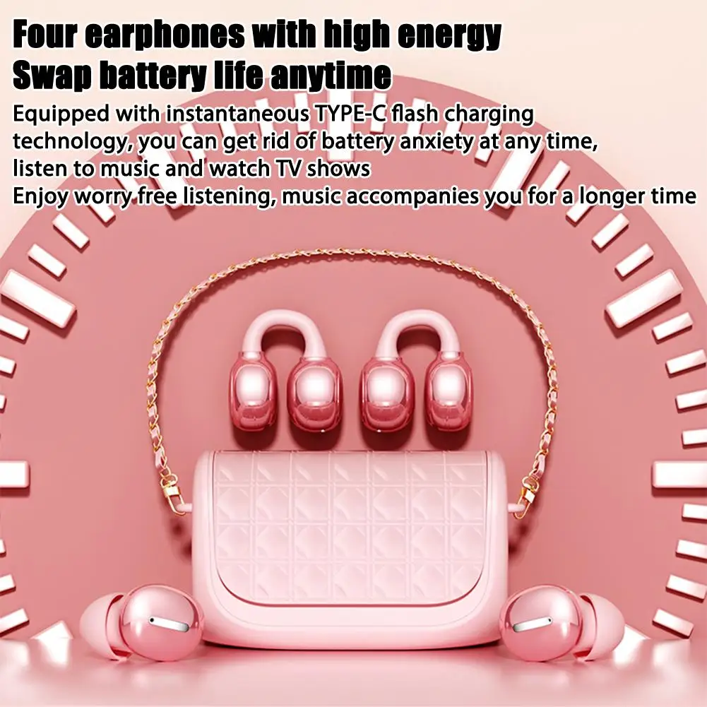 Bluetooth Earphones With Ear Accessories Bag 2026 Creative Handbag Bluetooth Earphones Portable Ear Clip Wireless Earbuds 1pcs