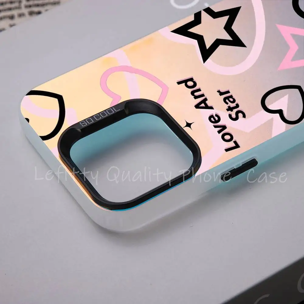 Cool Pink Five-Pointed Sta Ins Phone Case For IPhone 17 16 15 14 13 12 11 Plus Pro Max Multicolor Aurora Laser Shockproof Funda