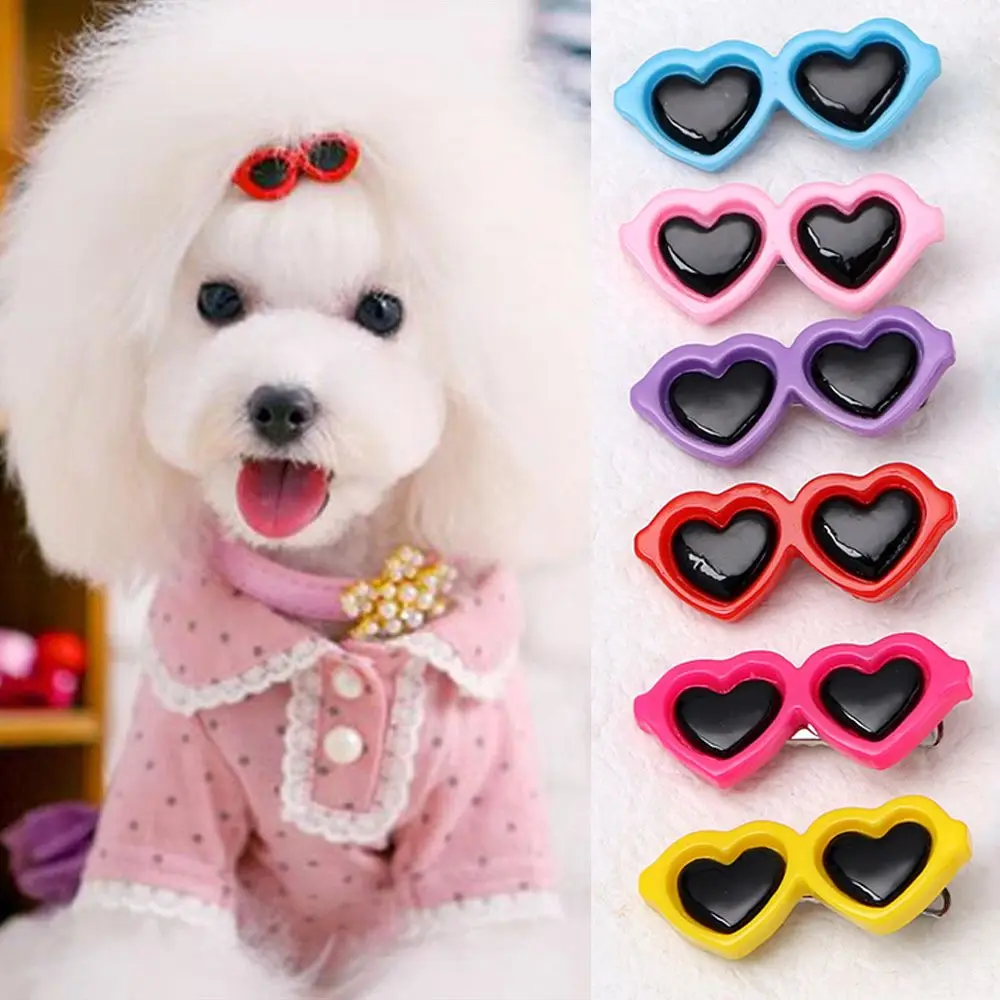 Dog Cat Puppy Bows Heart Shape Hairpins Hair Clips Sunglasses Hair Barrette