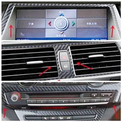 Carbon Fiber Car Center Control Panel Decorative Cover Trim Strips Decal Stickers For BMW X5 X6 E70 E71 Car Interior Accessories