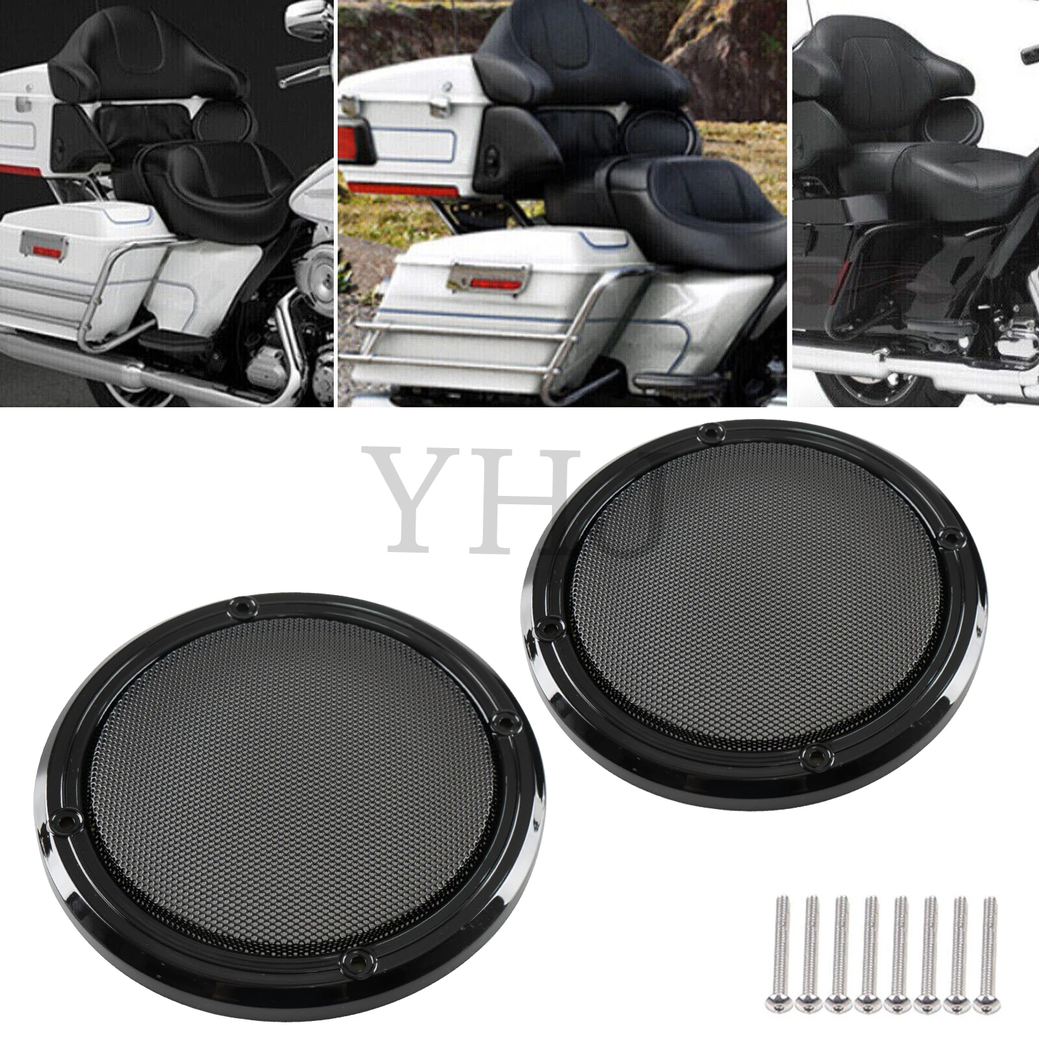 

Mesh Rear Speaker Grill Covers For Harley Motorcycle Touring Road Glide Limited FLTRK 2014-2023 Ultra FLTRU 2016-2019 Black