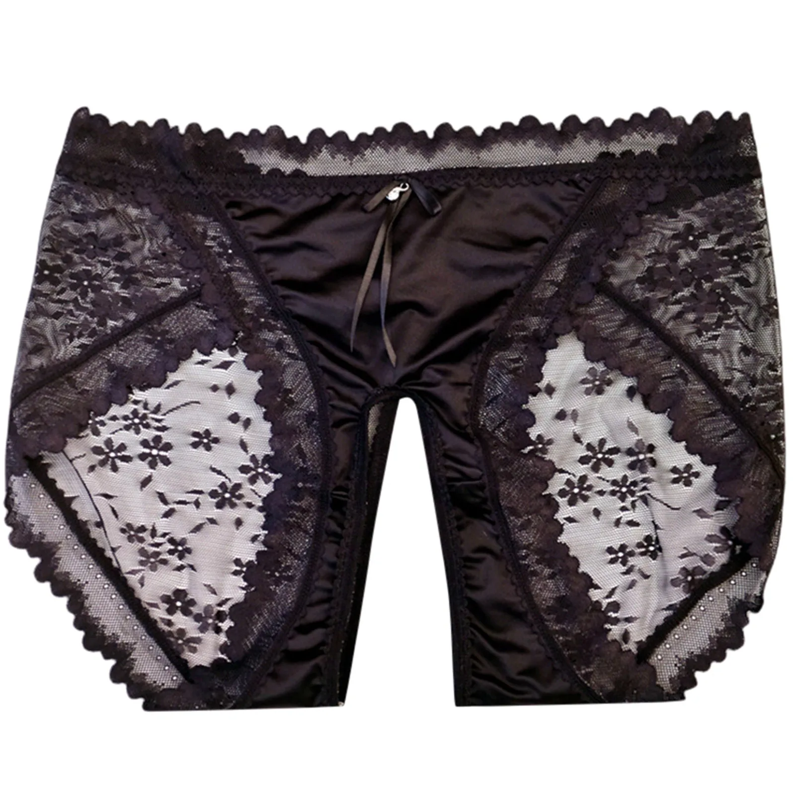 Summer Cozy Panties For Women Satin Floral Lace Open Crotch Underwear Sexy Seamless Panties Soft Cot