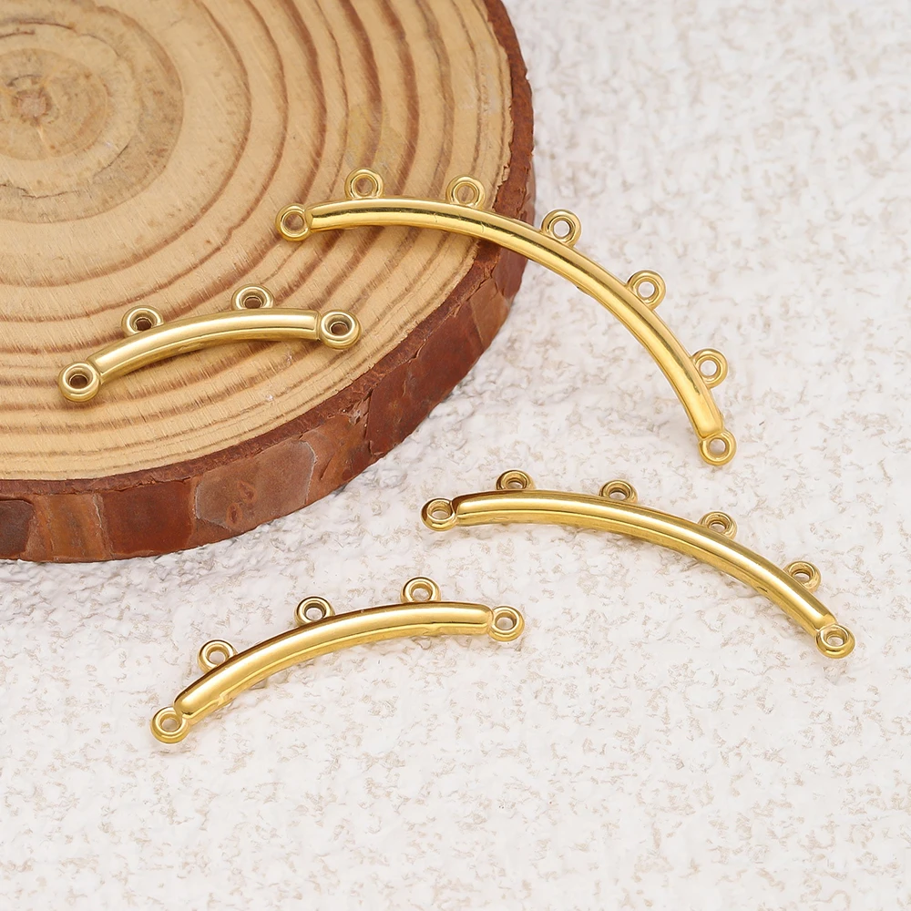 

5pcs Stainless Steel Gold-plated Arcuated Necklace Connectors Clasp DIY Necklace Bracelet Jewelry Making Supplies Accessories