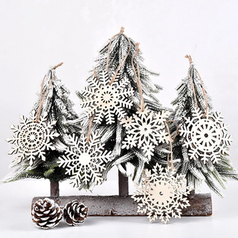 Wooden Christmas Tree Snowflakes Stars Diy Christmas Hanging Ornaments Pendant Table Confetti Christmas Home Decorations New