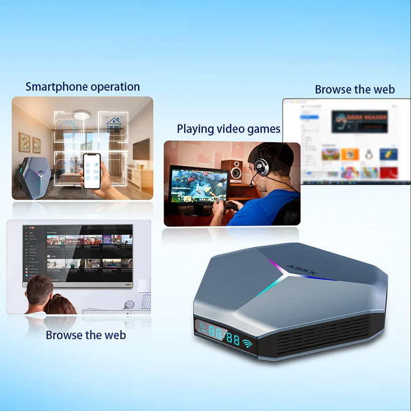 A95X F4 Smart Tv Box Android 11 Rgb Licht Amlogic S905X4 4G 64G 128Gb 8K Media speler Dual Wifi Bluetooth 5.0 A95XF4 Set Top Box