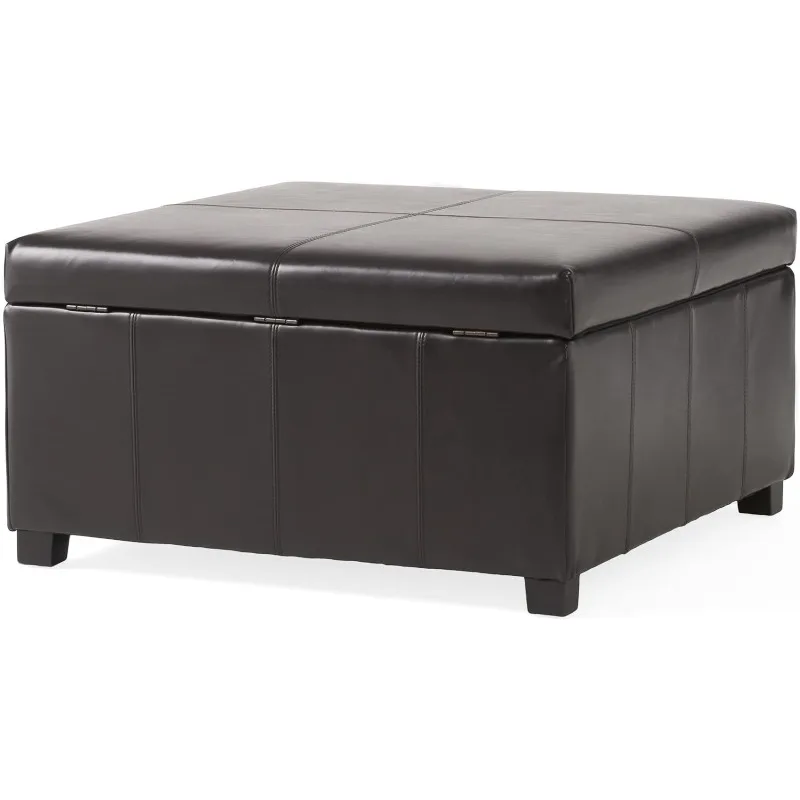 

Christopher Knight Home Living Berkeley Brown Leather Square Storage Ottoman, Espresso