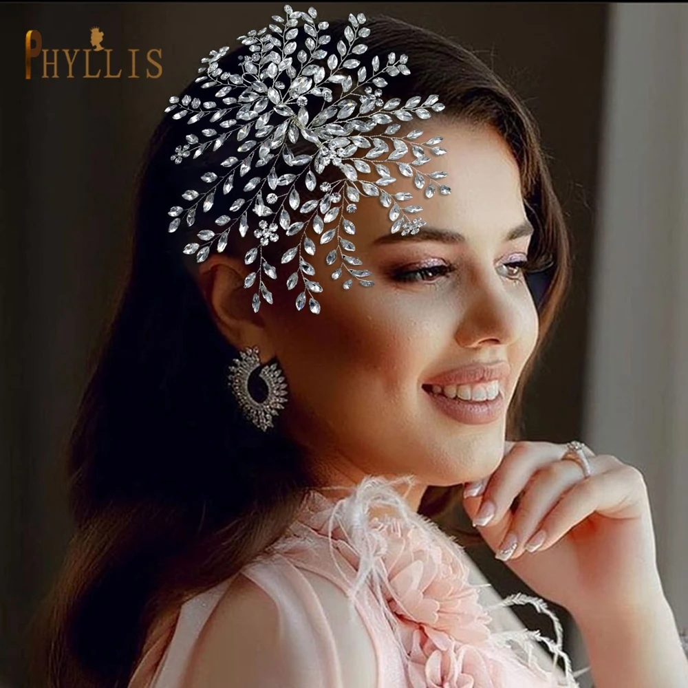 A422 Silver Bridal Headdress Handmade Rhinestones Wedding Hair accessories Crystal Bridesmaids Women Jewelry Bridal Headbands