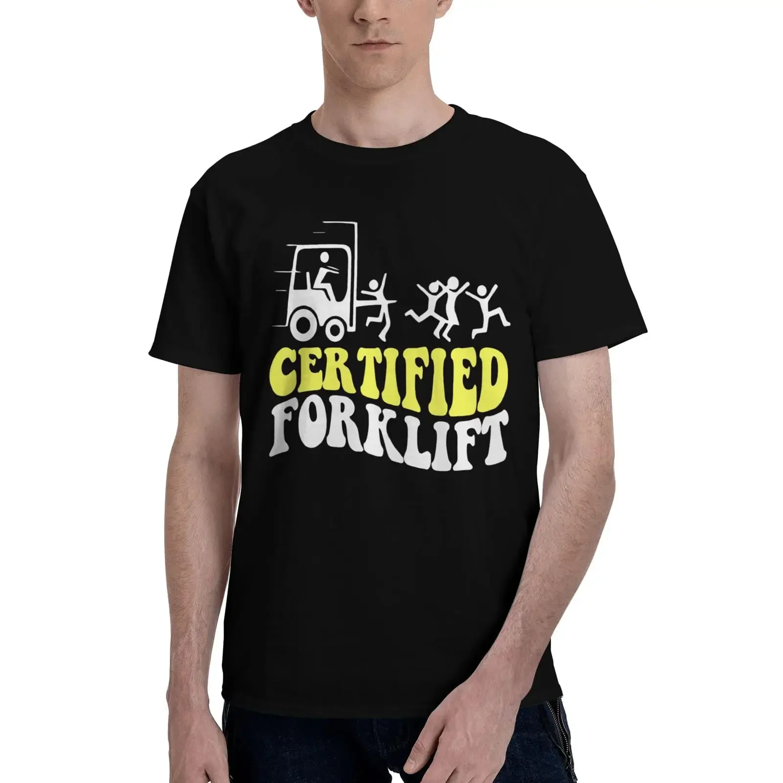 Men's T Shirt Forklift Certified Funny Operator Trendy Loose Fit Retro Streetwear vintage Washed designer clothes Breathable