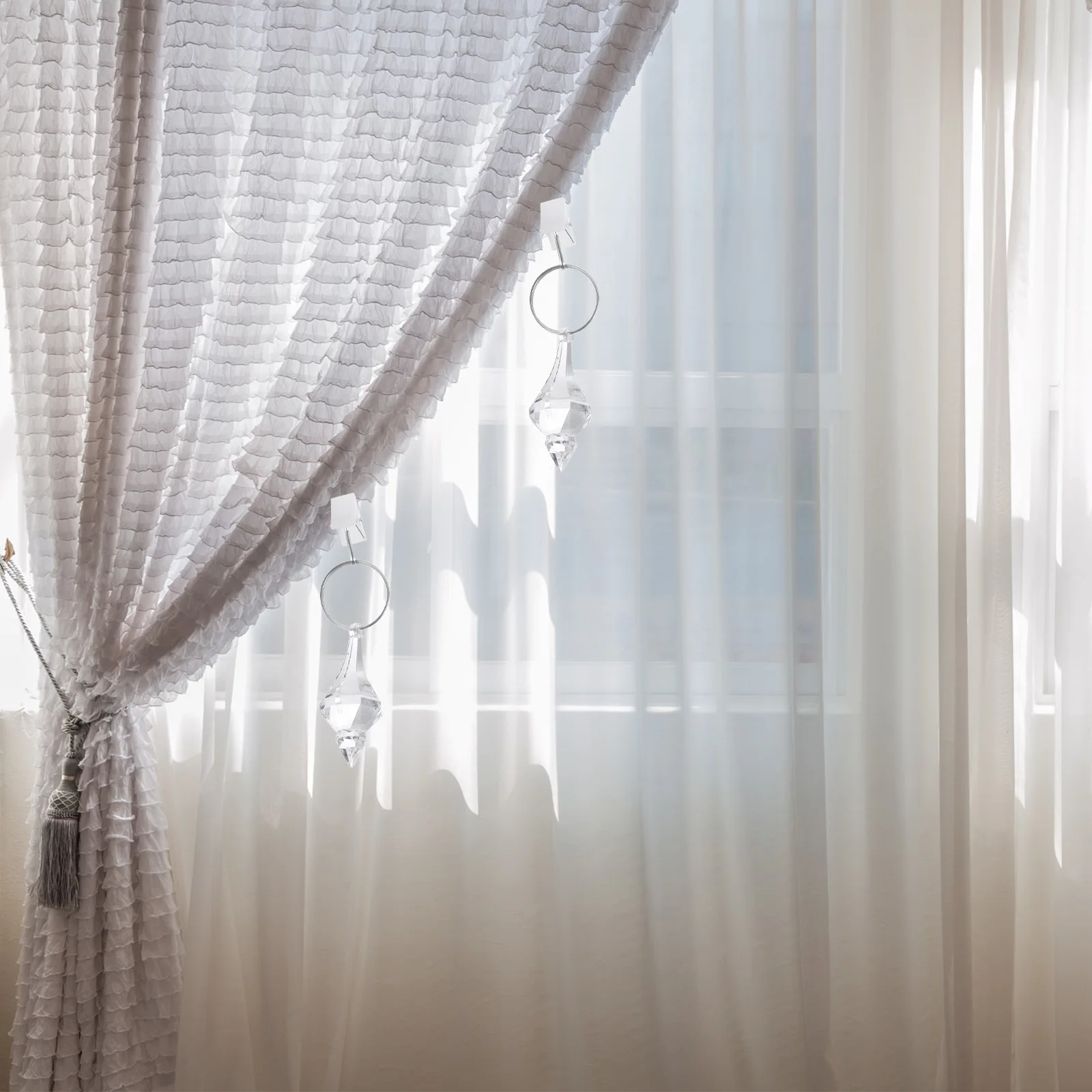 

4 Pcs Shower Curtain Decoration Pendant Weight Clip Outdoor Sheer Waterproof Weights Crystal