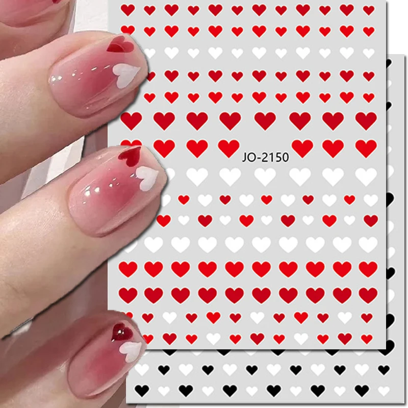 3d Nail Art Decals Love Hearts Tulips Flowers Adhesive Sliders Nail Stickers Decoration For Nail Tips Beauty