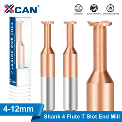 XCAN T Slot Milling Cutter 4 Flute TiCN Coated Carbide End Mill for Wood Metalworking Tool CNC Machine Router Bit Milling Tool