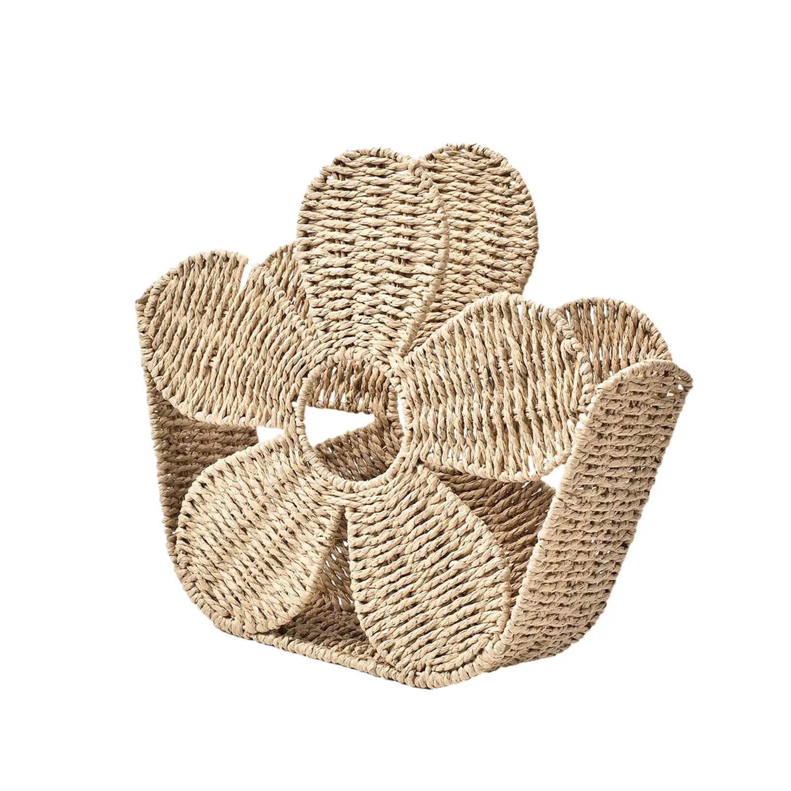 Magazine Rack Display Stand Handwoven Newspapers Holder Modern Practical Magazines Basket Bin Boho for Desk Living Room