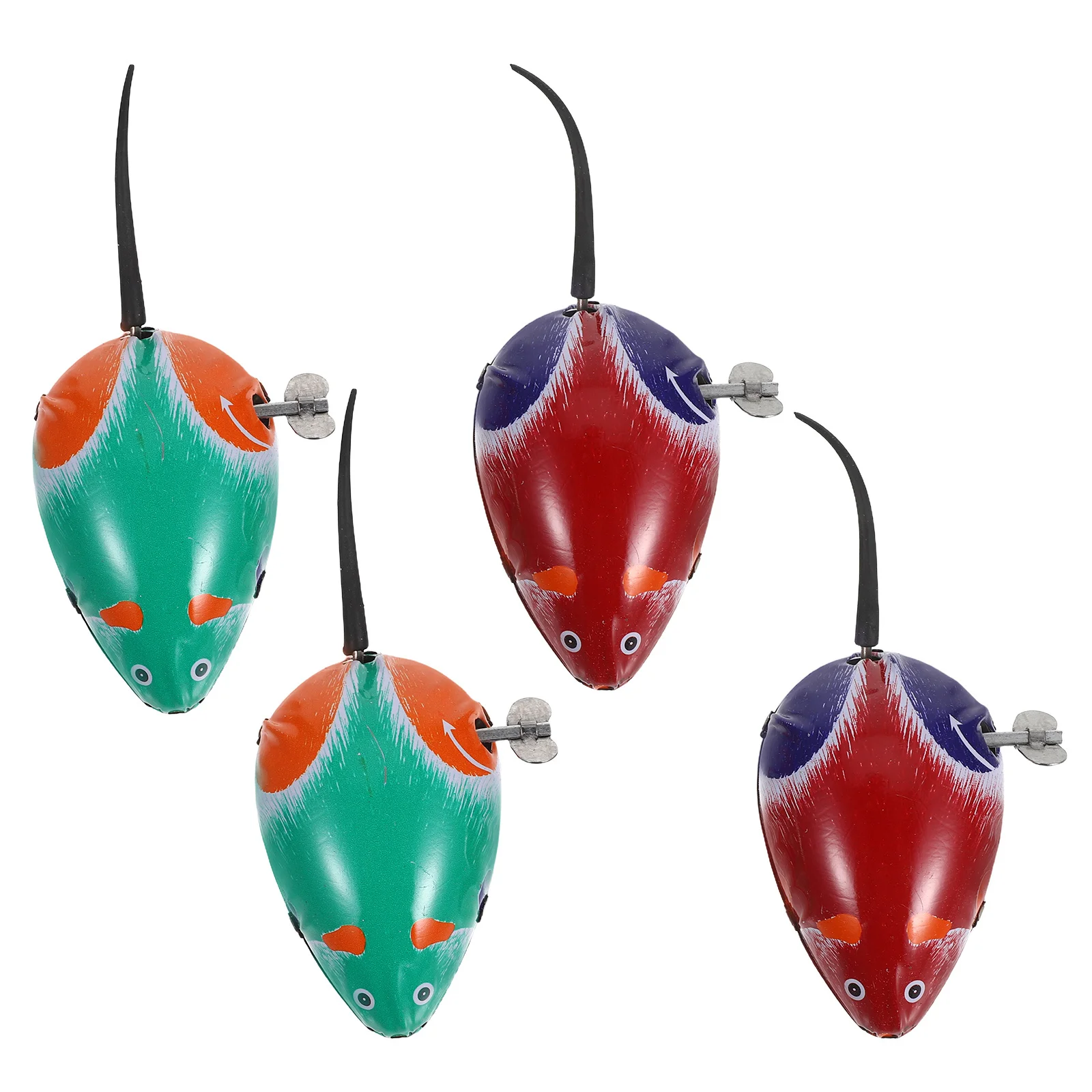

4 pcs Wind Up Mouse Iron Clockwork Walking Animal For Toddlers Safety Crawling Learning Interactive Play No Spring