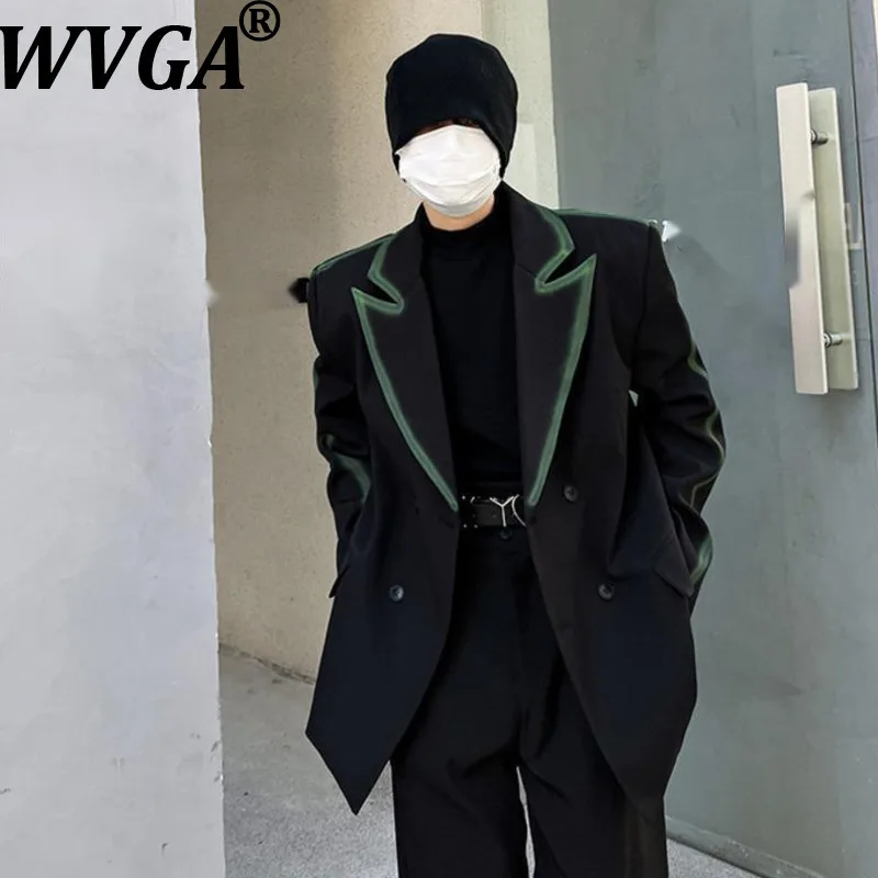 WVGA Frühling Herbst Neuer Herren-Trend Sprühlackierter Gestreifter Langarm-Blazer Nischen-Schicker Lässiger Umlegekragen-Jacke W20534