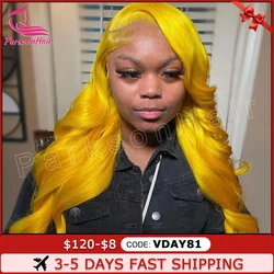 Perruque Lace Front Wig Body Wave Naturelle Jaune Clair, Cheveux Vierges, Couleur 613, 13x4, 13x6, pour Femme