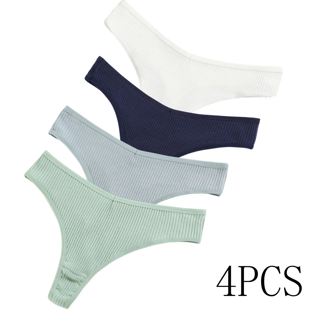 4Pcs/Set Women Cotton Panties Sexy V Waist Thongs M-XXL G-string Female Underpants Solid Color Comfortable Girls Lingerie