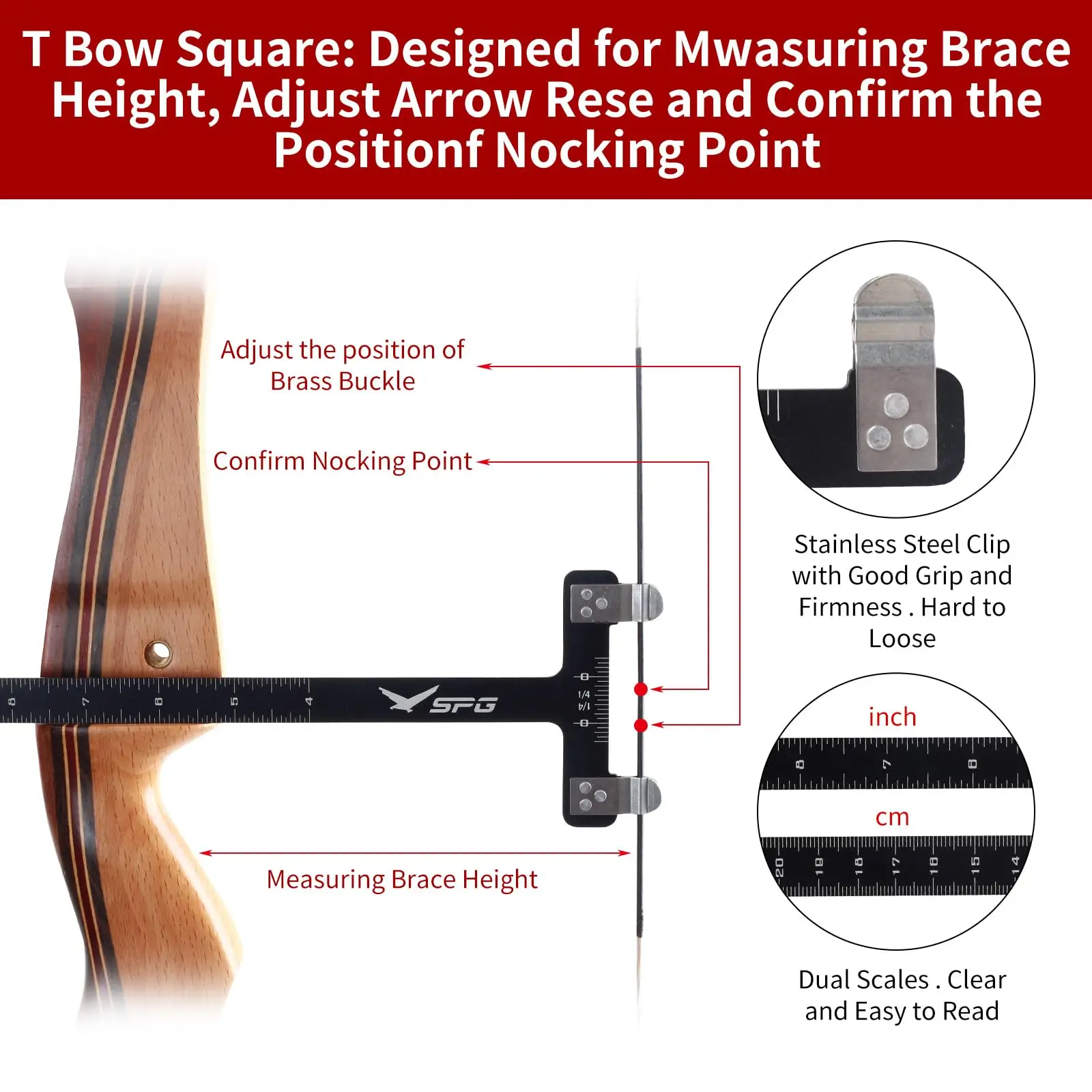 Bow Square with Bow String Level Archery Bow Kit T Shape Bow Ruler Bowstring Measurement Equipment for Recurve Compound Bows