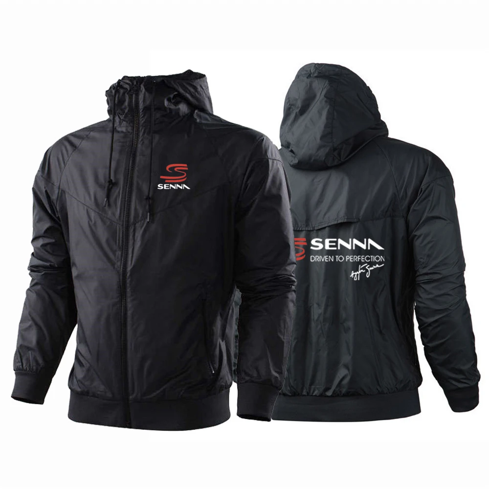 2024 Men New Ayrton Senna Spring and Autumn Printing Windproof Comfortable Casual Hooded Fashion Windbreaker Coat Tops