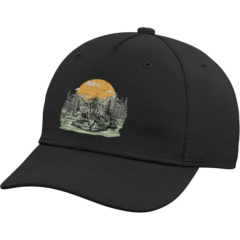 Graphic Cat Retro Cat Motifs Cat Cute Cat Owner Cat Dad Tees Adjustable Baseball Hat