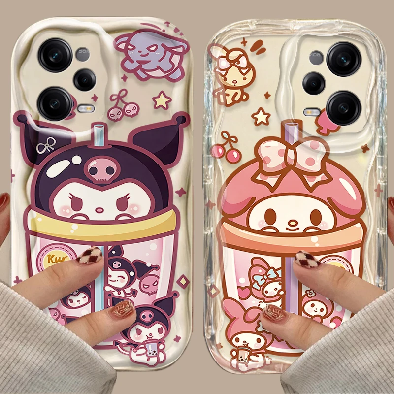 Lovely Sanrio Melody Drink Phone Case For Xiaomi Redmi Note 13 12 Pro Plus Turbo Speed 12S 12R 11 11S 10 10S 9S 7 8 9 Max Cover