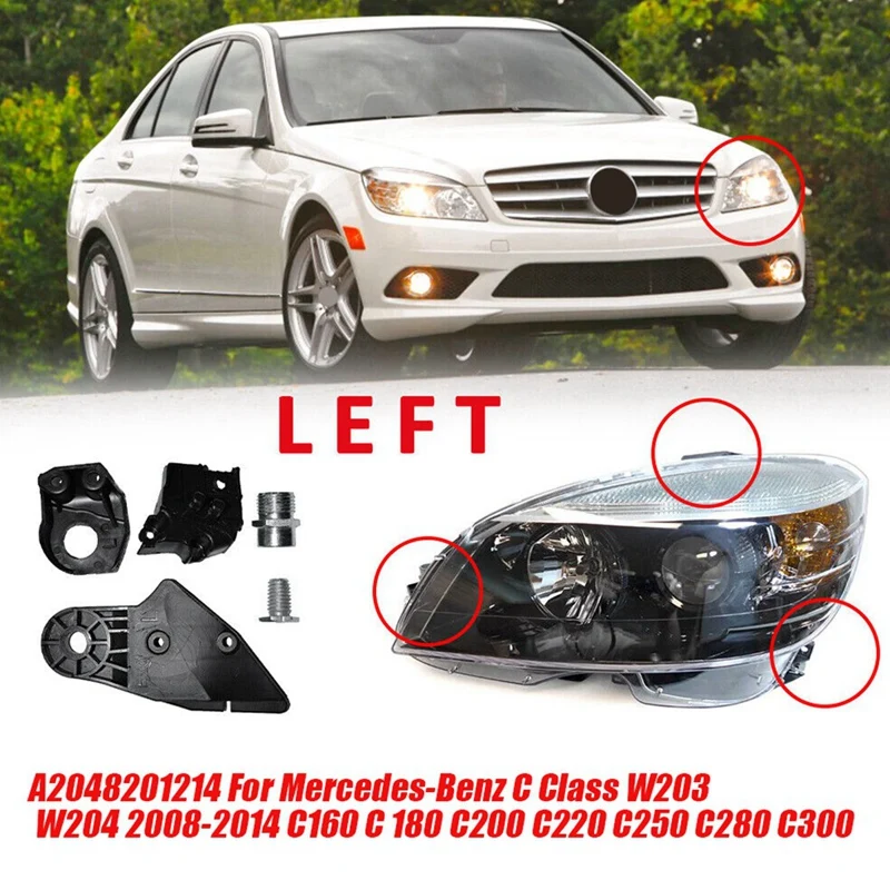 1Pair Headlight Repair Bracket Mount Kits For Mercedes-Benz C Class 203 W204 C160 C180 C200 2008-2014 Fixed Claw Bracket