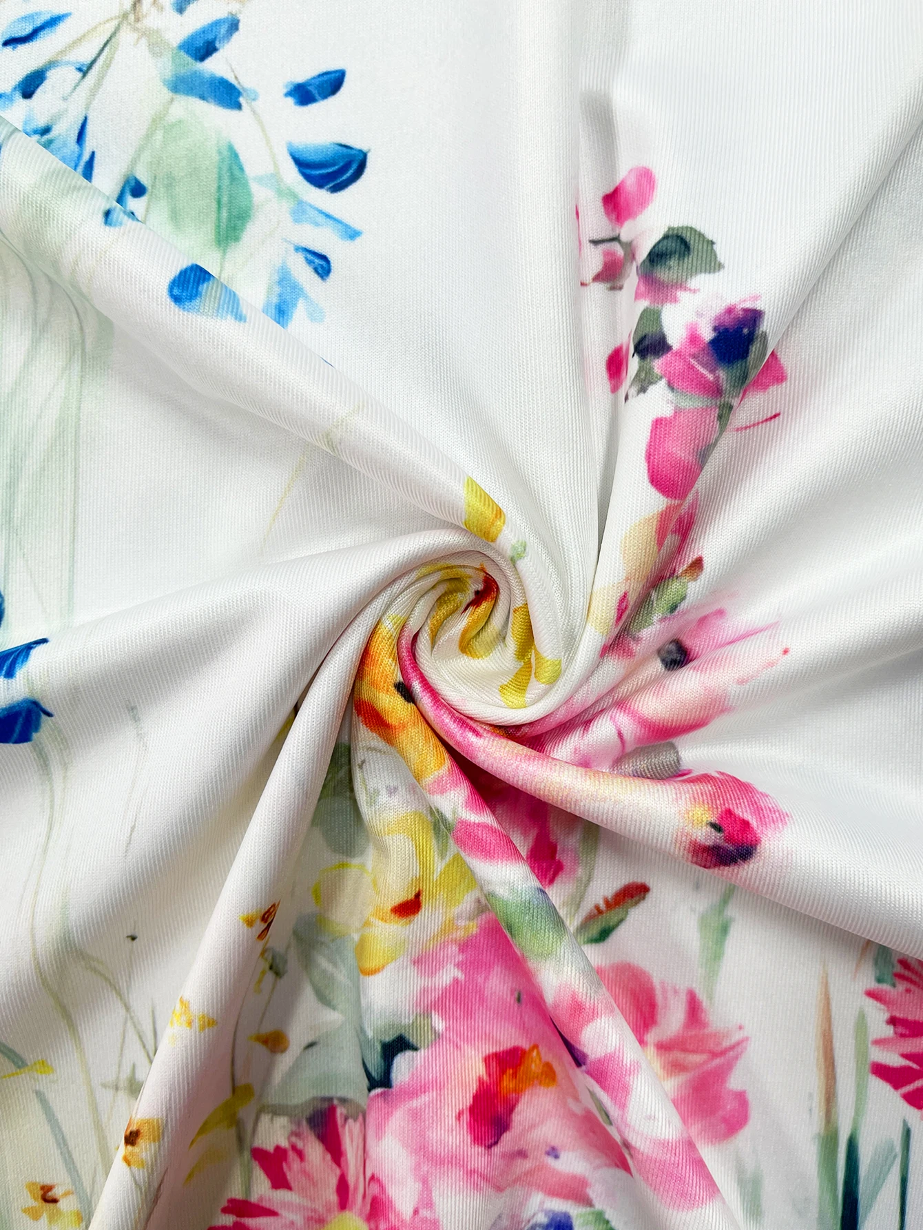 Ärmelloses Midikleid mit Aquarelldruck für Damen, lockeres A-Linien-Freizeitkleid mit Rundhalsausschnitt, Sommerkleid für den Strandurlaub, tägliches Blumenkleid – Detail 4