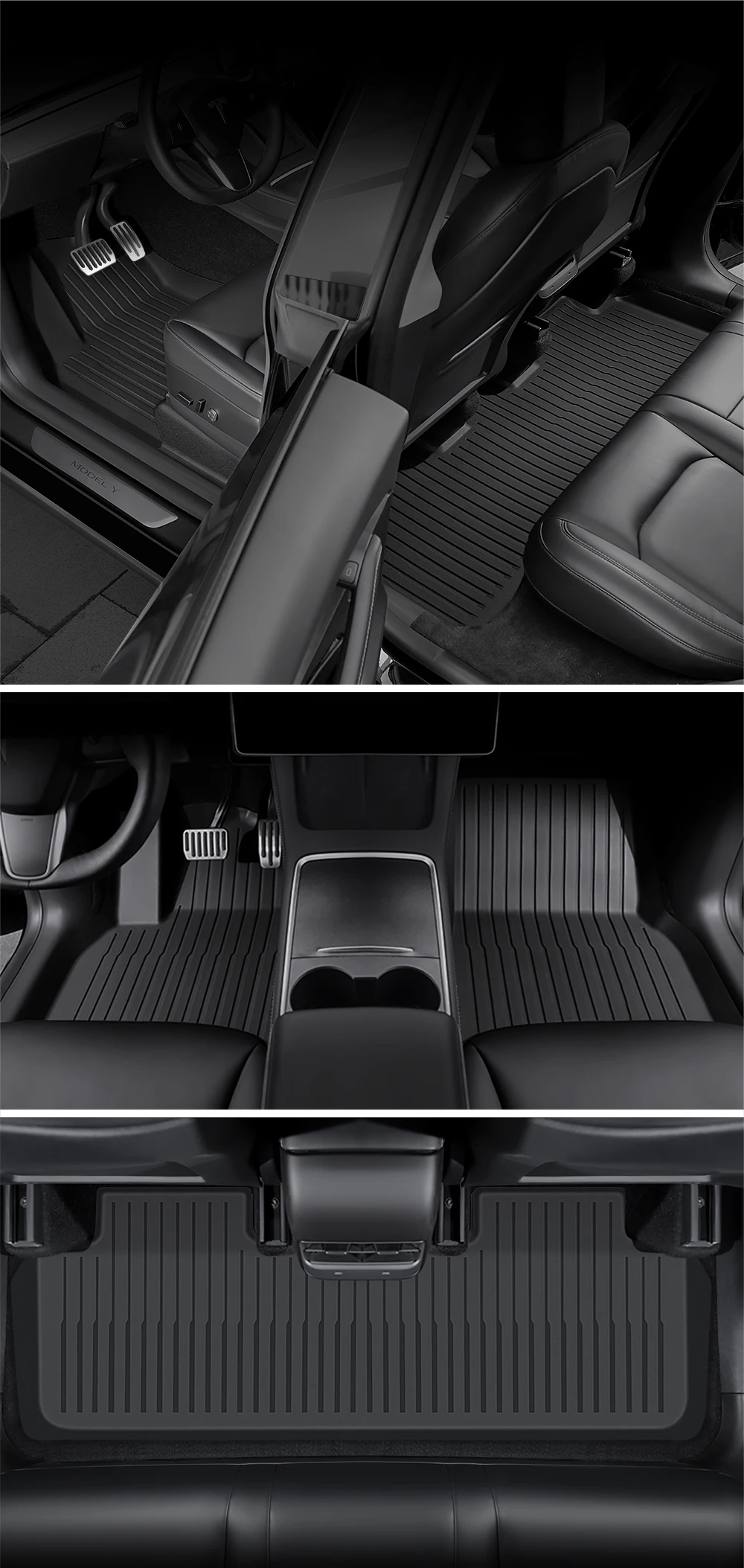 YZ For Tesla Floor Mat Model Y 2021-2026 Model 3 Highland Car Trunk Mat Luggage Mat TPE Waterproof Anti-Slip Set Floor Liner Mat