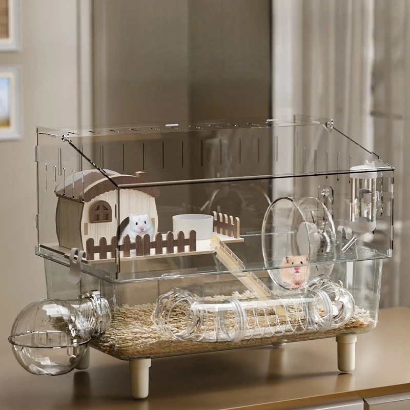 

Hamster cage acrylic gold bear villa large hamster cage full set luxury house