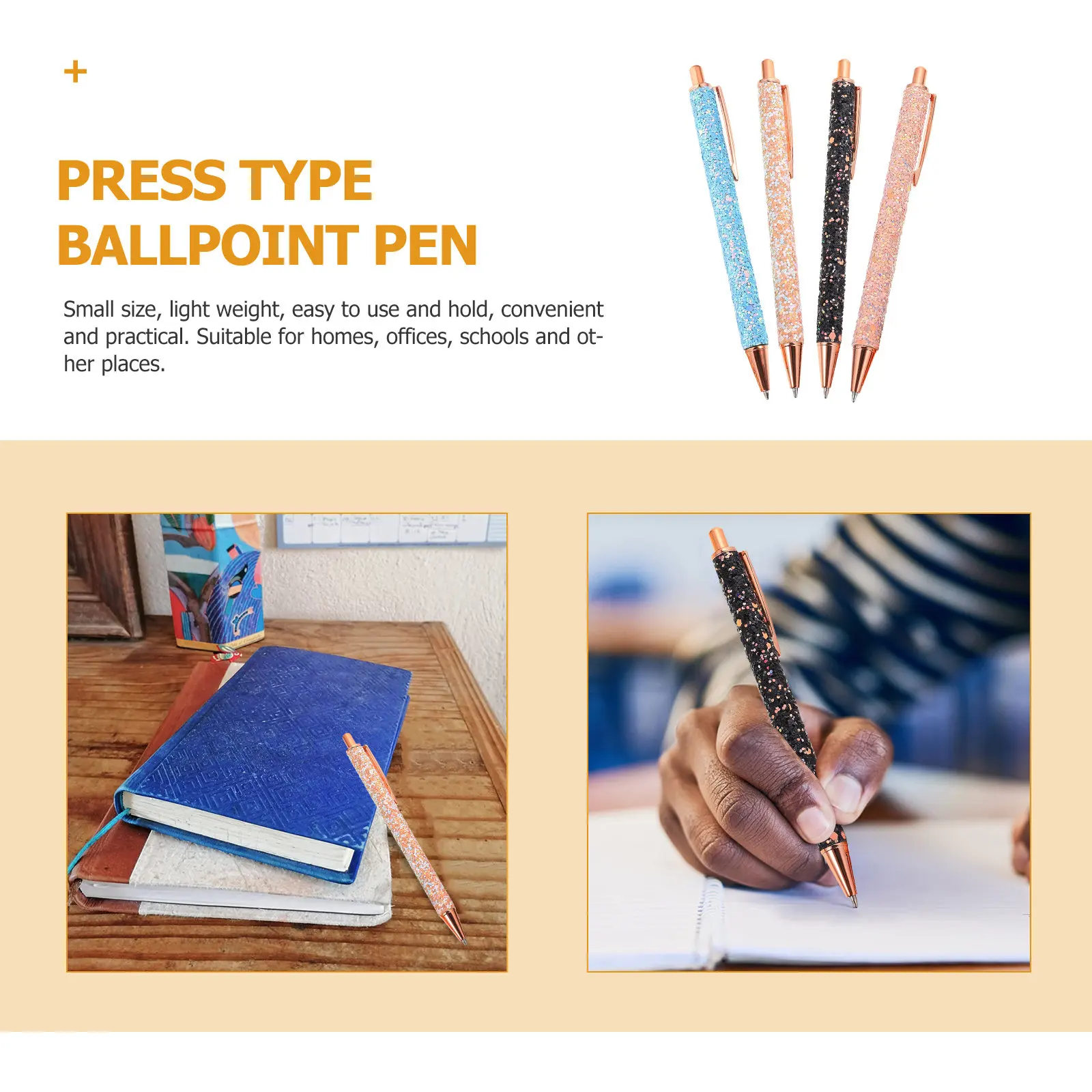 4Pcs Press Type Advertising Ballpoint Pens Metal Sign Pens Multi-Use Writing Tools Activity Gifts Study Office Supplies