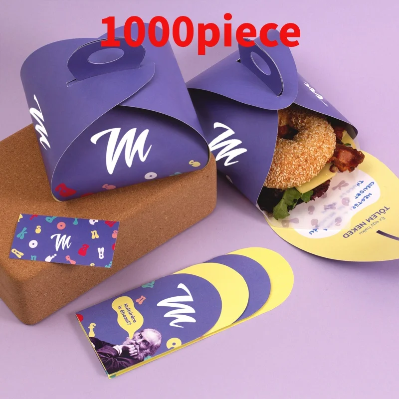 

10 00piece.Custom.Recyclable Eco Friendly Custom Printed White Kraft Paper Boxes Salad Sandwich Cake Cookies Dessert Folding