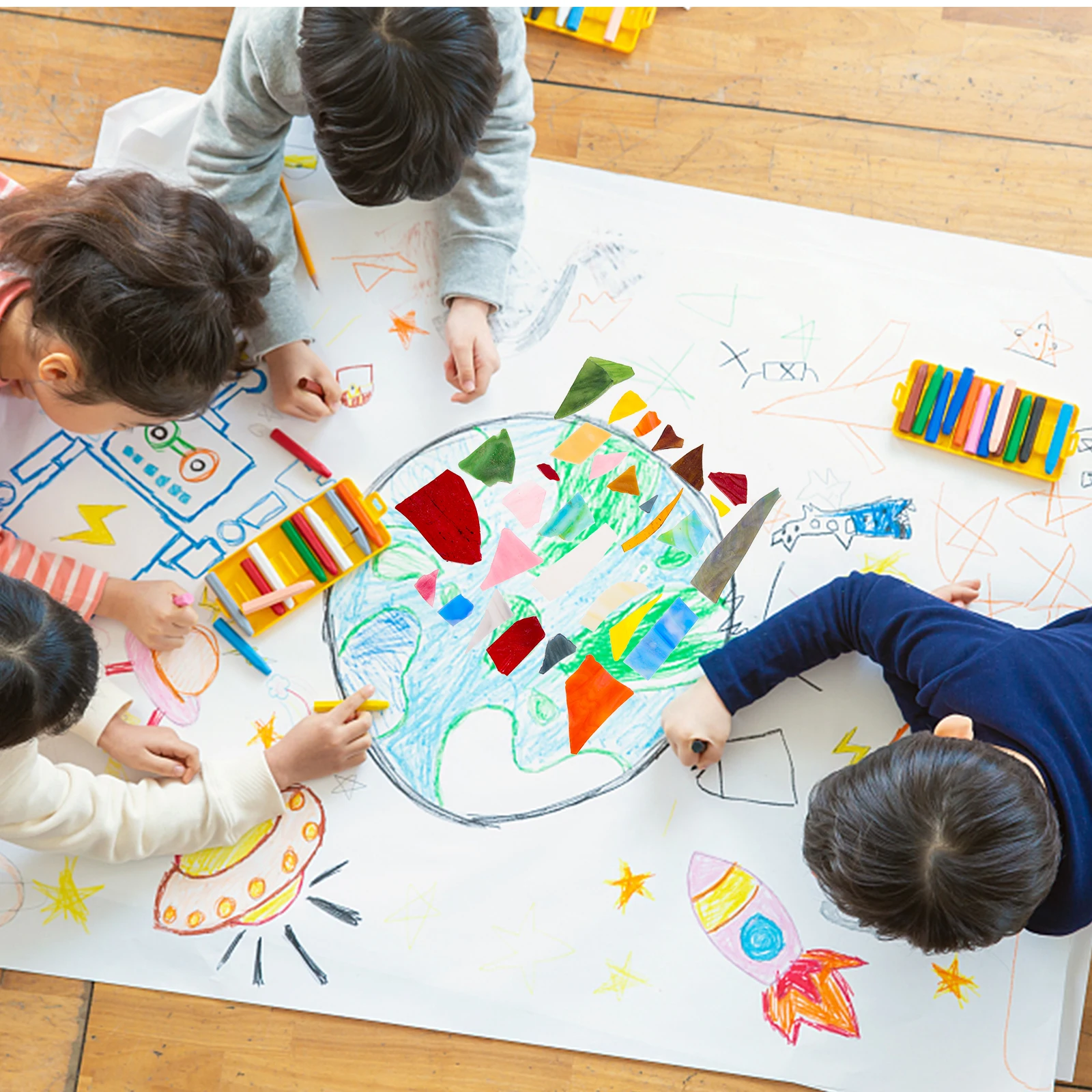 

1Set Colorful Glass Mosaics Pieces Creative DIY Home Decoration Durable Irregular Tiles for Garden Path Wall Art