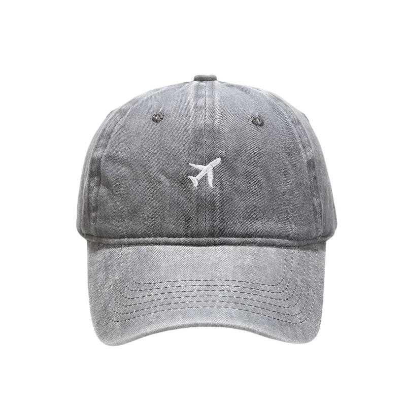 Trendy embroidered airplane baseball cap with face display small retro cap shade for men and women