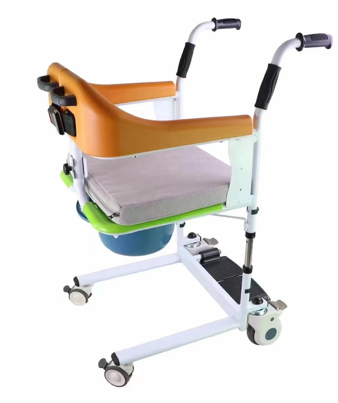 Elder Medical Safety Adjustable Rotating Patient Commode Moving Machine with Bedpan