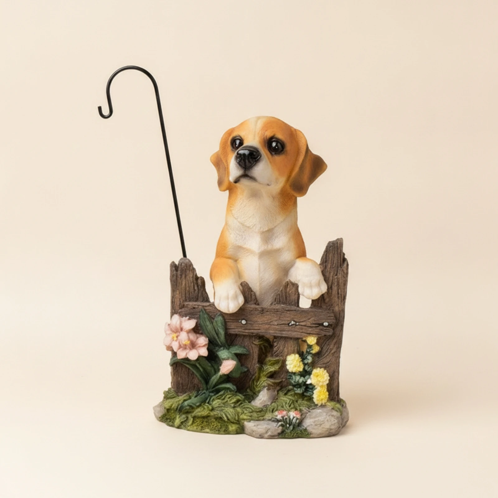 Garden Figurine with Hook Sturdy Dog Figurine Dog Statue Textured Yard Art Adorable for Gardeners, Patio, Porch