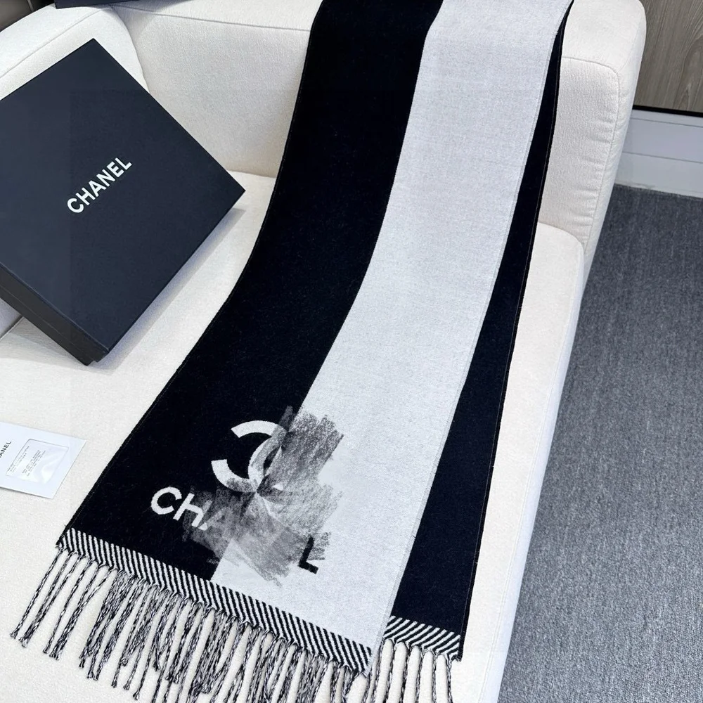 2025 dupla face lã moda versátil jacquard cachecol edição feminina carta avançada cachecol quente sem caixa