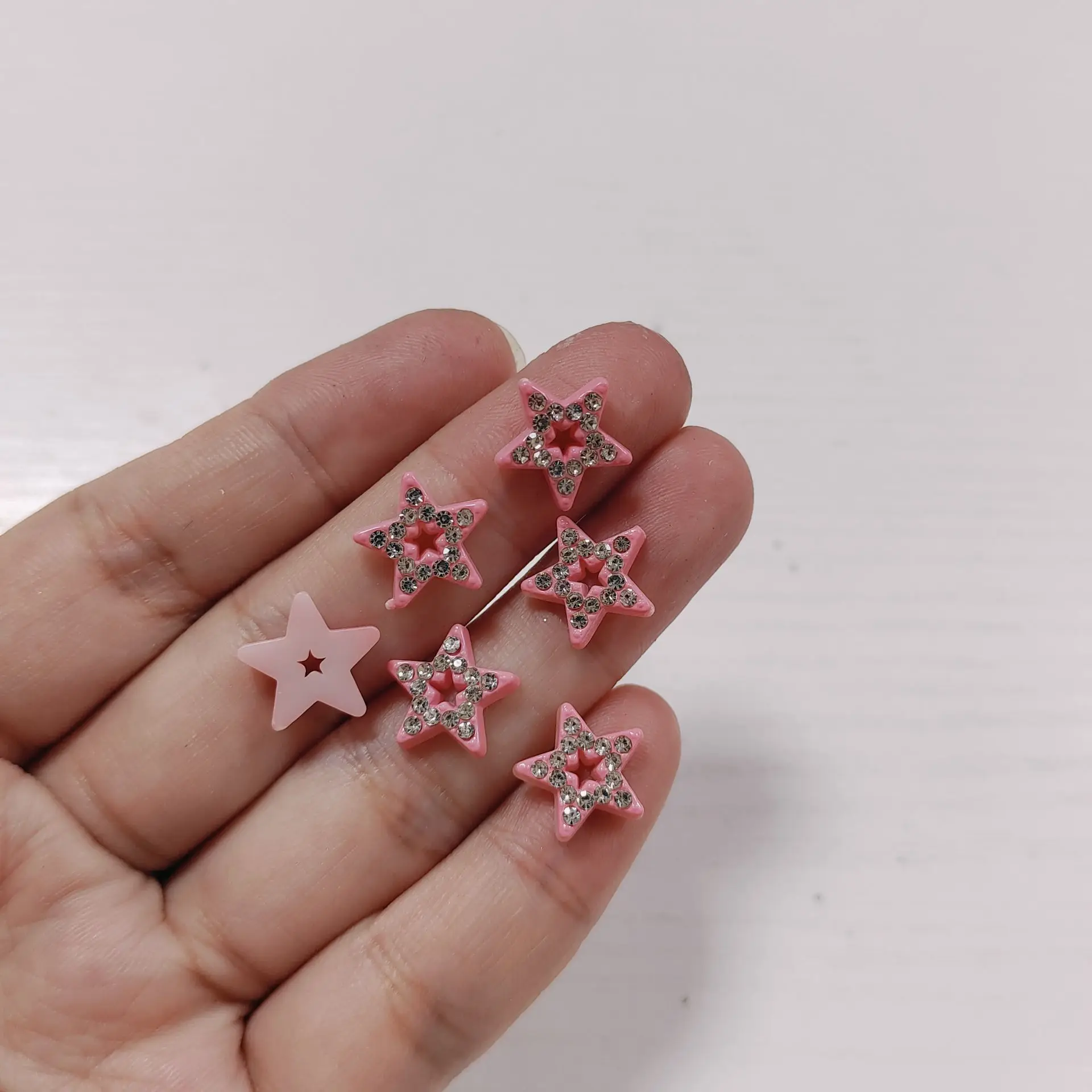 20Pcs Hollow Out Mini Star Rhinestone Cherry Bow Nail Art Charms Diy Hair Accessories Ballet Fingernails Decor Junk Phone Case