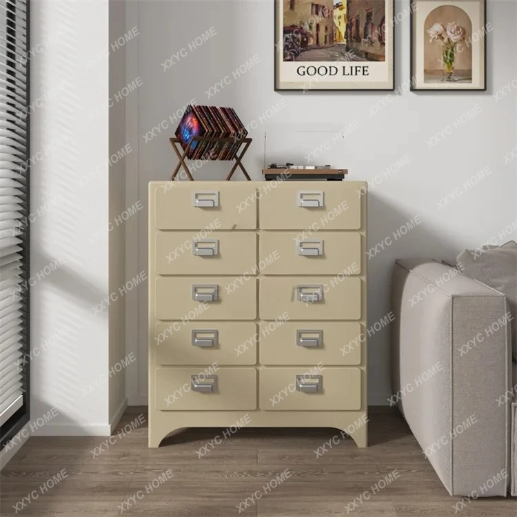 simple paint chest combination living room sofa side cabinet metal handle bedroom storage cabinet