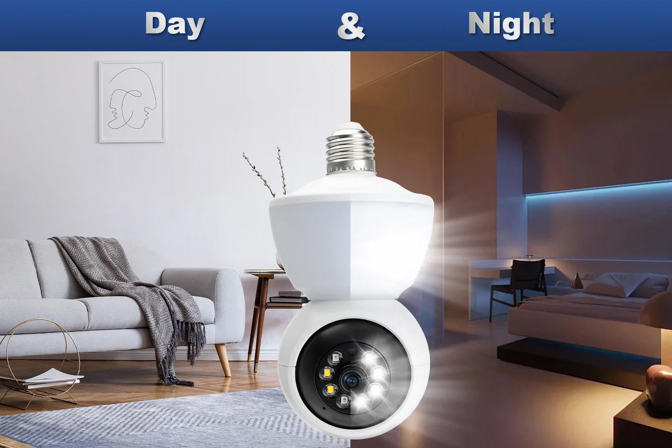 2MP 1080P  Yoosee APP   E27 Wireless PTZ Alarm  IP Dome Camera Full Color AI Humanoid Detection Home Security CCTV Baby Monitor