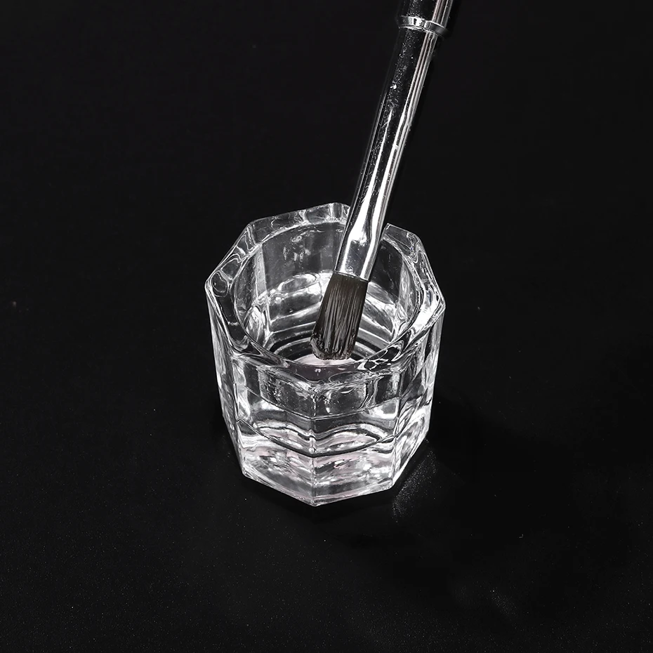 1PC Crystal Glass Clear Acrylic Small Octagonal Powder Liquid Nail Cup Dappen Dish Lid Bowl Cup Holder Equipment Nail Tools