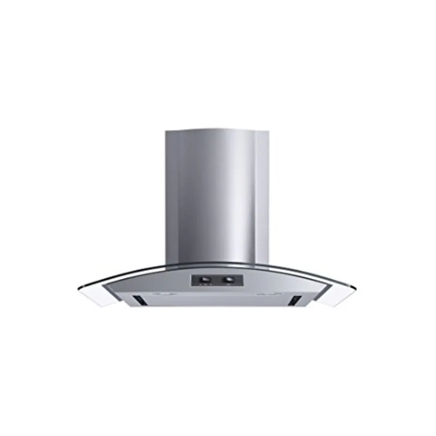 

30 In. Convertible Stainless Steel/Glass Wall Mount Range Hood with Mesh Filter and Stainless Steel Panel Modern Kitchen Ventil