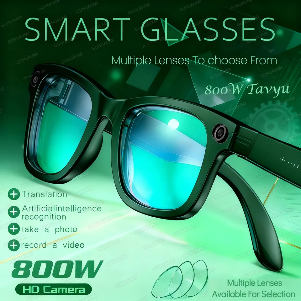 

800W Pixels AI Smart Glasses with Camera Sunglasses Video Recorder Take a photo Translation HD Call Anti-blue Glasses Man Women