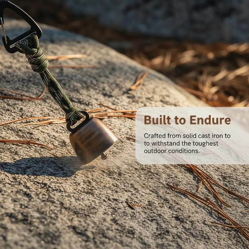 Metal Bear Alert Bell Portable Outdoor Camping Gear with Paracord Lanyard Metal Hook for Hiking Backpacking Wilderness Trip
