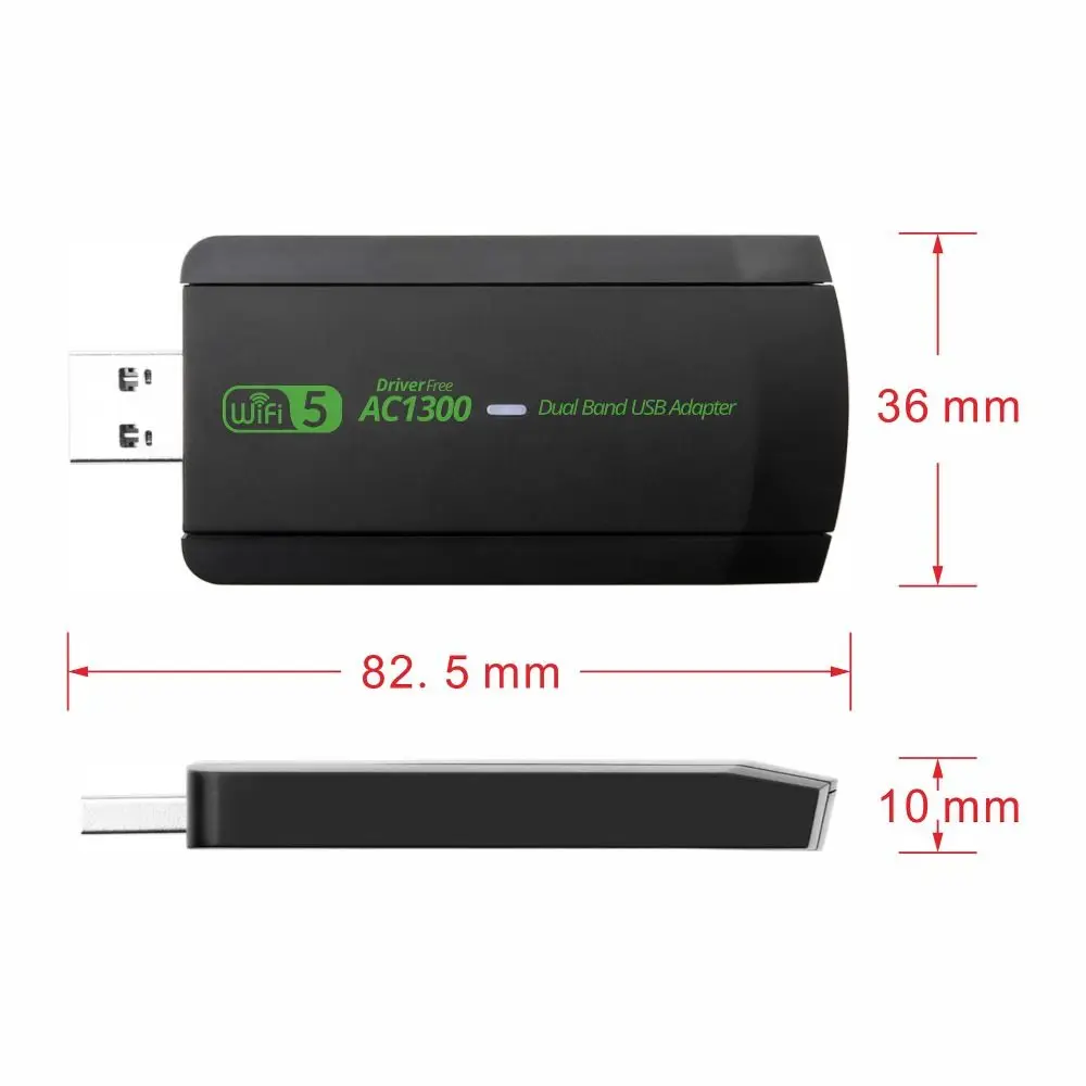 محول واي فاي متين 1300 ميجابت في الثانية USB ثنائي النطاق 2.4 جيجا/5 جيجا هرتز بطاقة الشبكة جهاز إرسال استقبال لاسلكي للكمبيوتر المحمول المكتبي