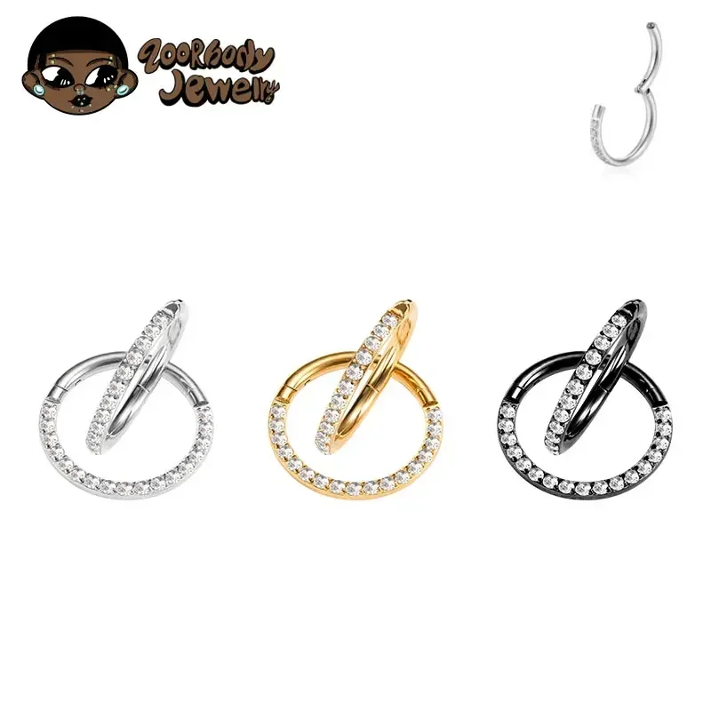 1 Uds G23 anillo de titanio para la nariz 16G 18G 20G tabique articulado Clicker segmento oreja Tragus cartílago hélice Daith labio joyería para